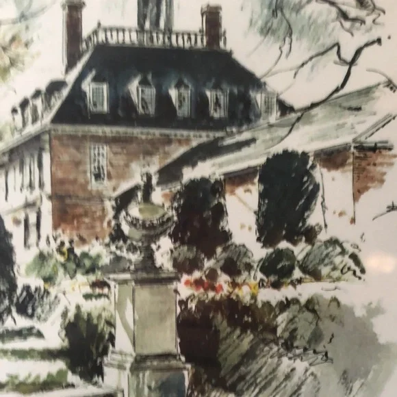 Colonial Williamsburg souvenir of Governor’s Palace/print/ wood framed/glass